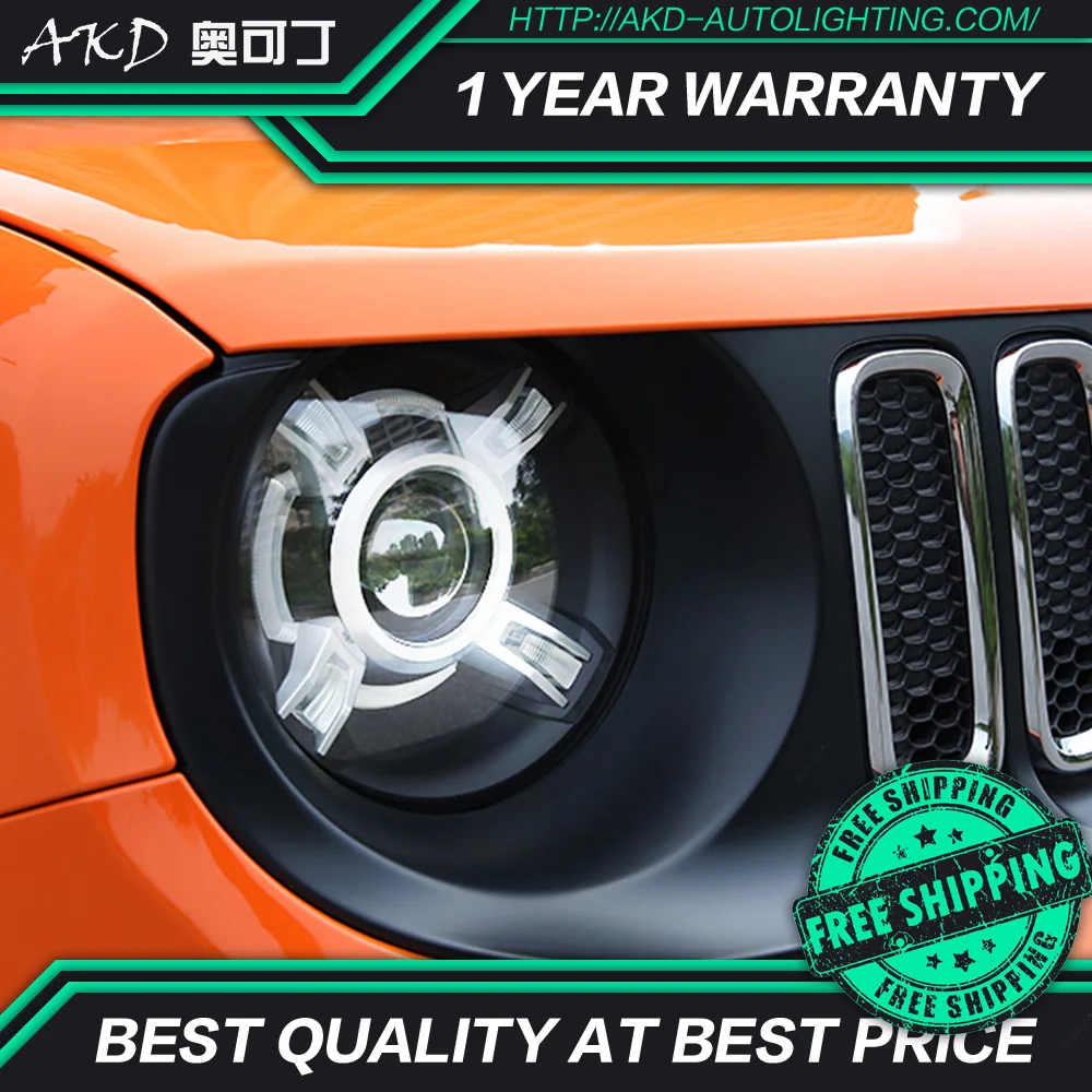 AKD тюнинг автомобильных фар для Jeep Renegade 2015-2018 светодиодные фары DRL ходовые огни
