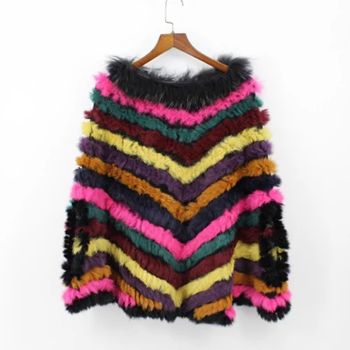 Feminino Коэльо пончо мех De Malha; Com Pele De Guaxinim GuarniçãO Moda Feminina Outono реальный мех De Luxo Envolto Preto - Цвет: color7