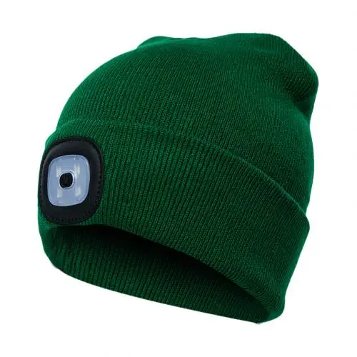 Dark Green SANWOOD унисекс Открытый Велоспорт Пешие прогулки светодиодный светильник вязаная шапка зимняя эластичная шапочка шапка с светильник ing Рождественский подарок для друга - Цвет: Dark Green