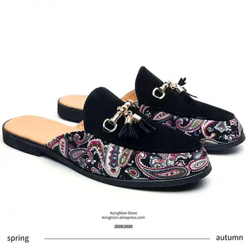 

luxury shoes mules men Selling in Nigeria daily outdoor Half Slipper Shoes For Men Fashion Zapatillas Hombre Casual Shoes tassel