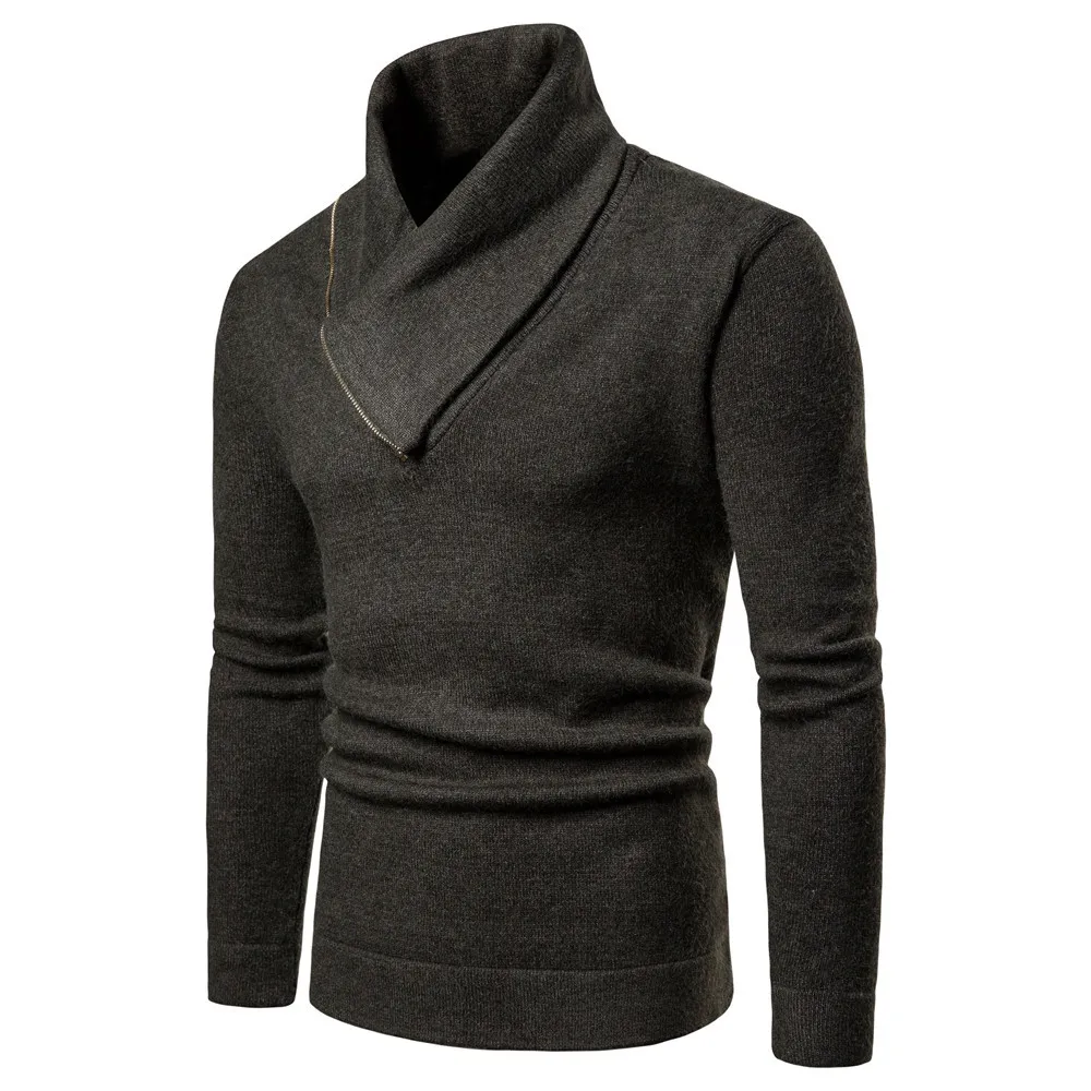 SHUJIN Sweater Pullover Men 2019 Male Brand Casual Slim Sweaters Men Solid Color High neck Men's Sweater XXL for Autumn Winter