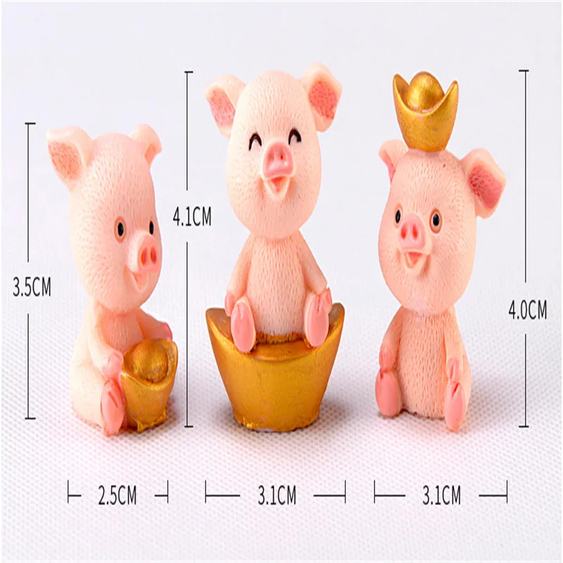

Cute Miniature Pig Figurine Lucky Piggies Cake Topper Decorations Resin DIY Craft Home Desktop Decoration