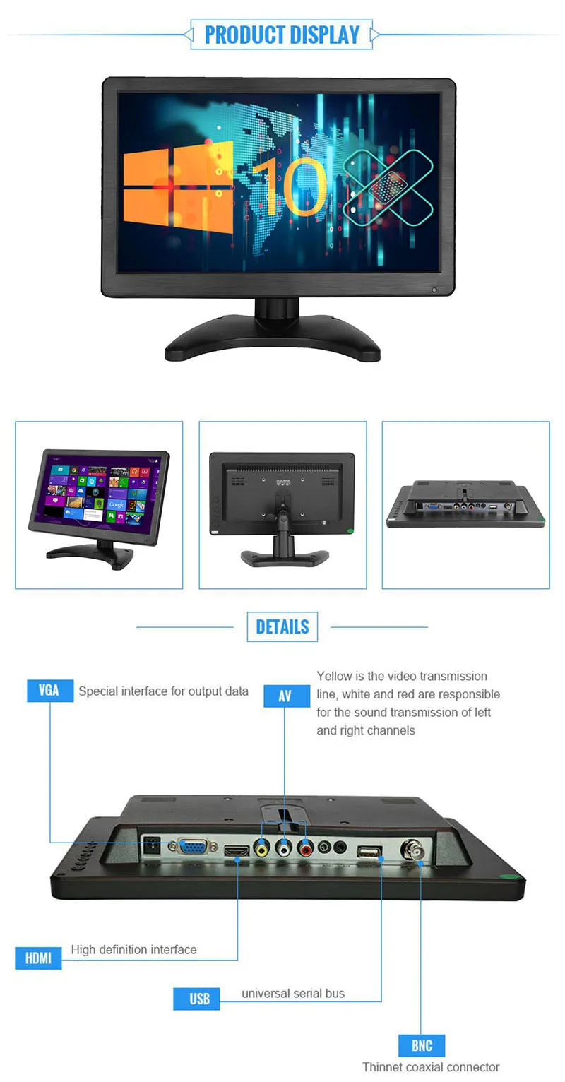 11,6 дюймовый TFT lcd HD 1920*1080 Видео монитор видеомонитор HDMI, VGA, BNC AV видео Аудио HDMI вход для DSLR DVD PC CCTV камера с динамиками