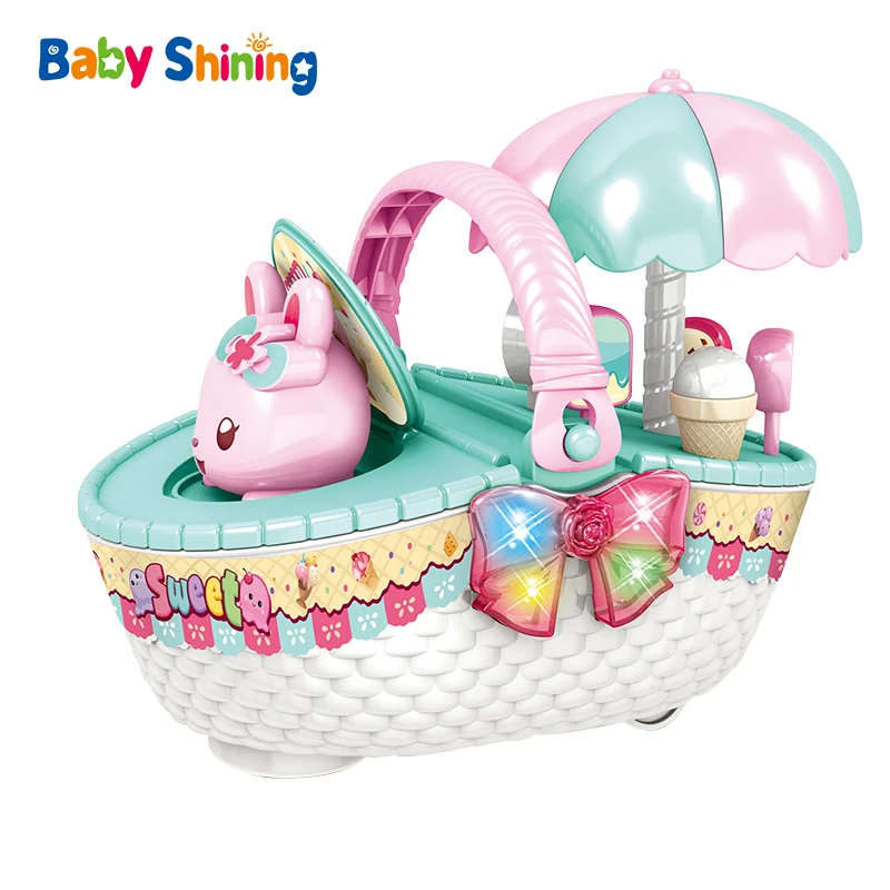 

Baby Shining Baby Pretend Play Toys Ice-cream Sell Car Simulation Rabbit 3Y+ Music Light Kids Birthday Gifts