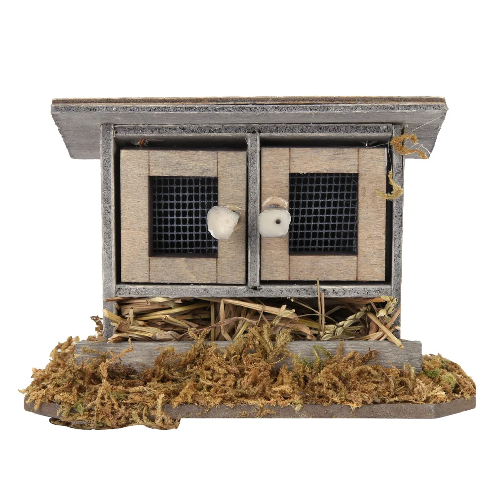 1/12 Miniatures Dollhouse Wooden Simulation Chicken Coop Decoration Mini Chicken Coop for Dollhouse Decoration Accessories