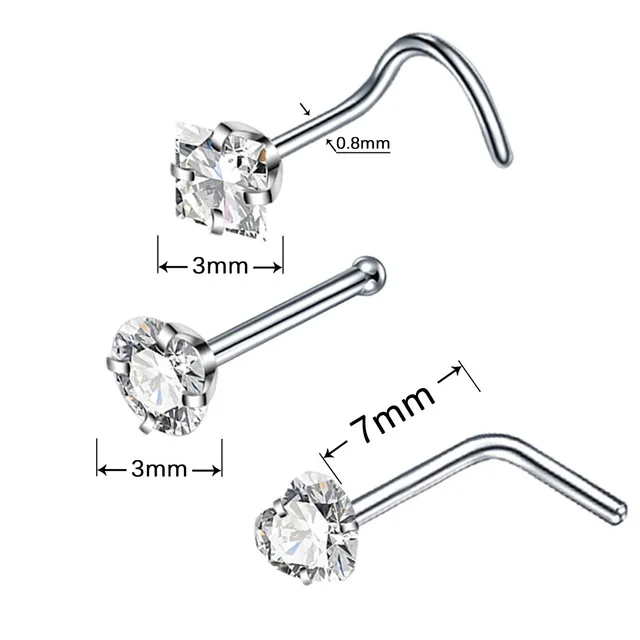 4PCS/Set nose rings Surgical Steel Heart Nose Ring Set Real Star L Shape Nose Stud Set Square Rings And Studs Bulk Piercing Nariz Lote