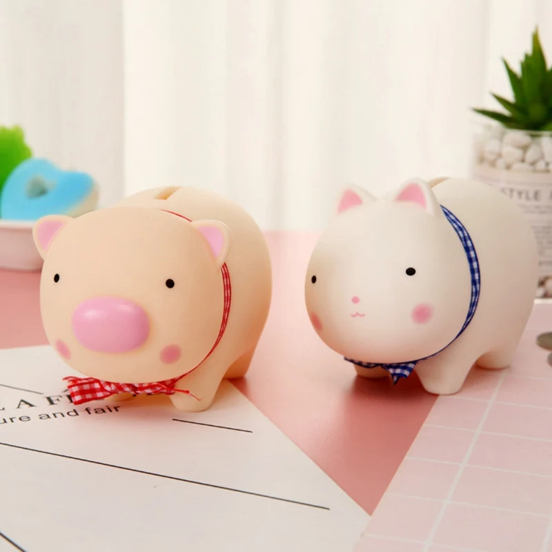 

New Cute Cartoon Animal Money Box Vinyl PVC Piggy Bank Portable Panda Bear Rabbit Piggy Bank For Children Decoration Gift