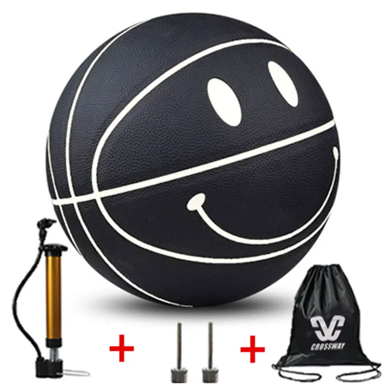 basketball-4 Баскетбольный мяч со смайликом, спортивные товары, баскетбол, предназначенный для тренировок, развлечений, бесплатный воздушный насос+ Воздушная игла+ сумка - Цвет: basketball-4