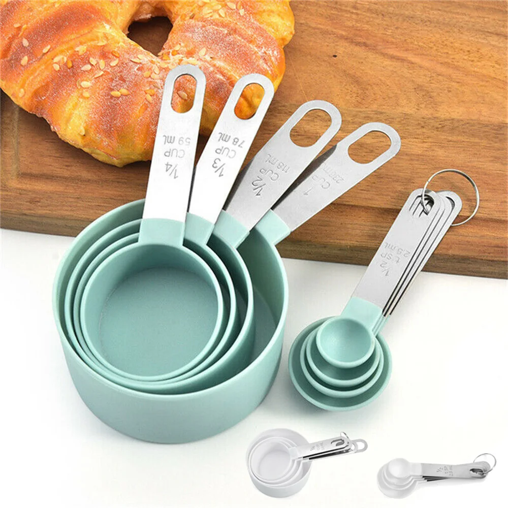 8 Pcs Stainless Steel Measuring Cups Spoons Kitchen Baking Cooking Tools Set Durable Plastic 2021 Hot Selling | Дом и сад
