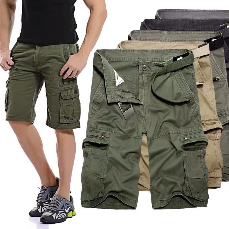 Mens Military Cargo Shorts Summer Army Green Cotton Shorts Men Loose Multi Pocket Shorts Homme Casual Bermuda Trousers Big Size Casual Shorts Aliexpress