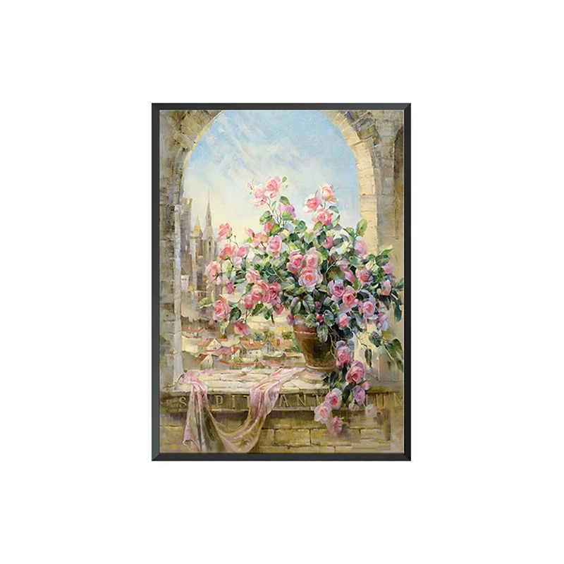 

Frameless Window Flowers Scene Kits decor oil paintings for living room wall Coloring oil Painting
