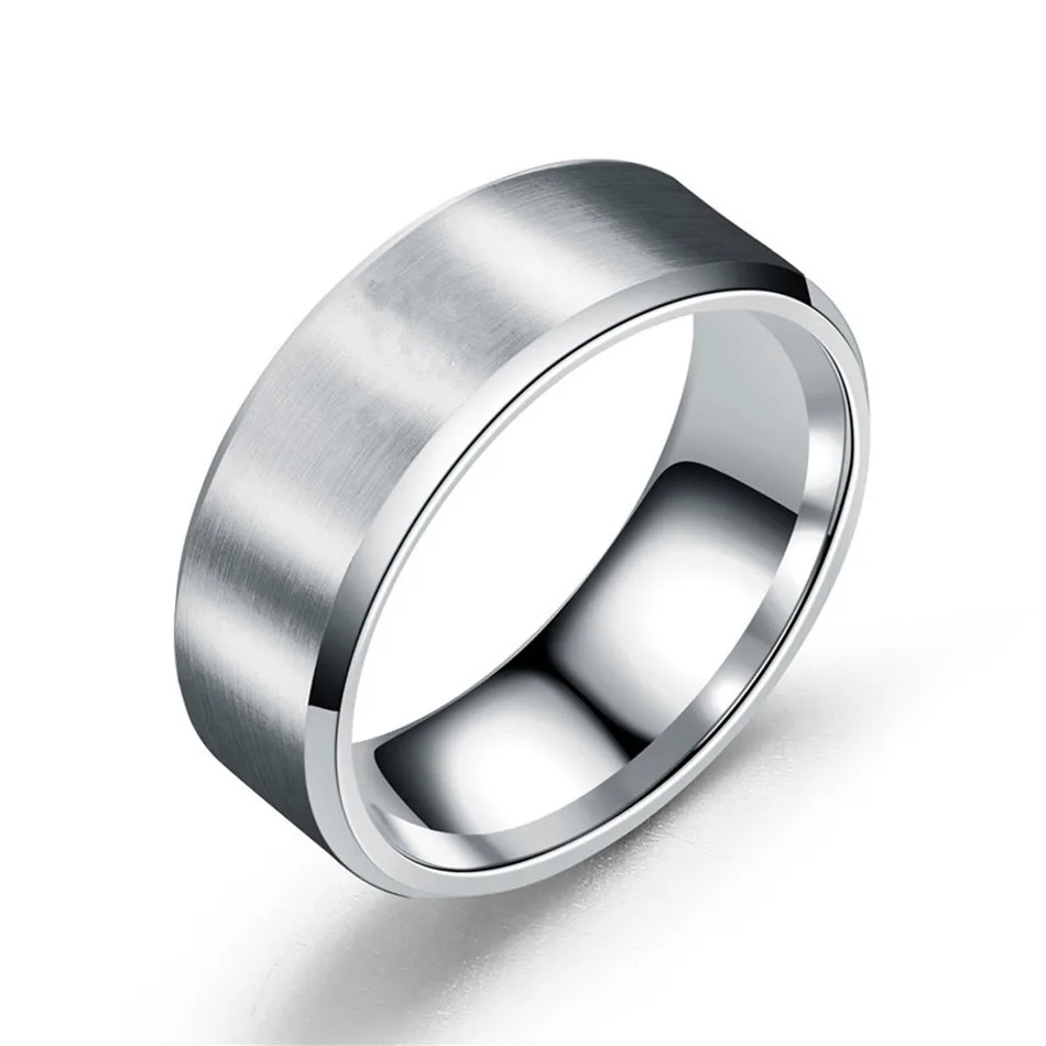 8 мм обручальное кольцо для женщин и мужчин серебряное черное Золотое кольцо из нержавеющей стали