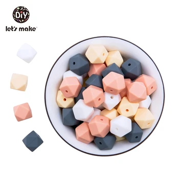 Let's Make Silicone Beads Hexagon Beads 14mm 10pc Food Grade Silicone Teether DIY Pacifier Clips Beads Necklace Baby Teether 1