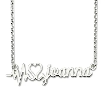 

AILIN Personalized Heartbeat Name Necklace Sterling Silver Custom Name Necklace for Her