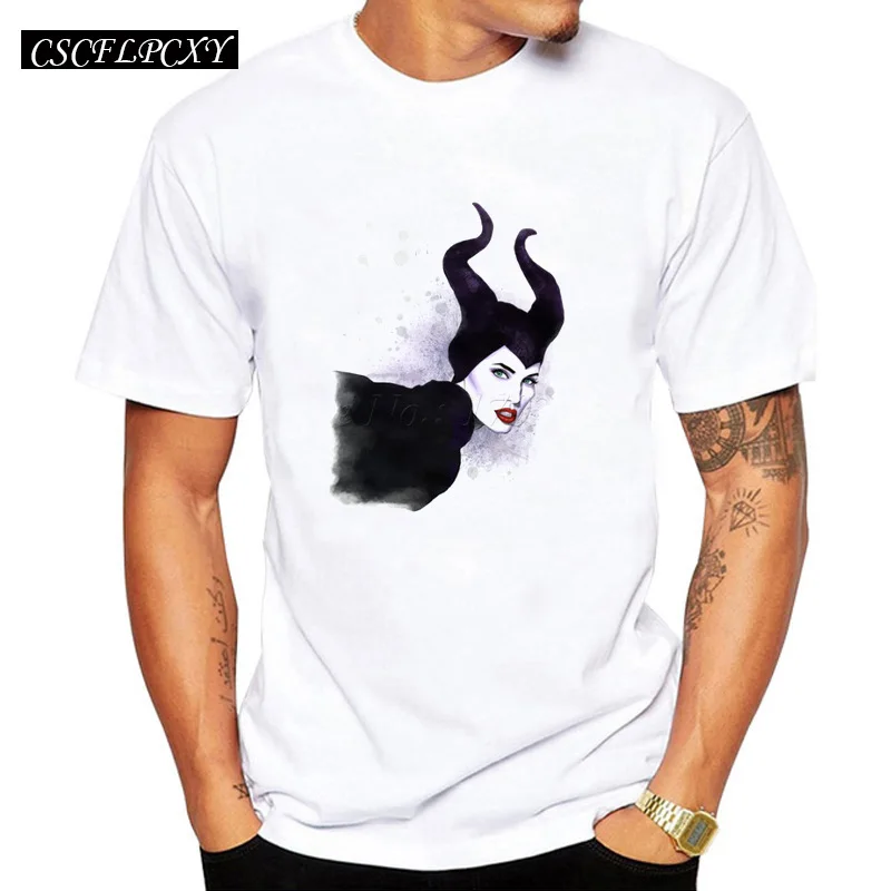 

Asian Size hot sales men cartoon printed t shirt short sleeve casual tops Maleficent II Witch retro male hipster funny cool tee