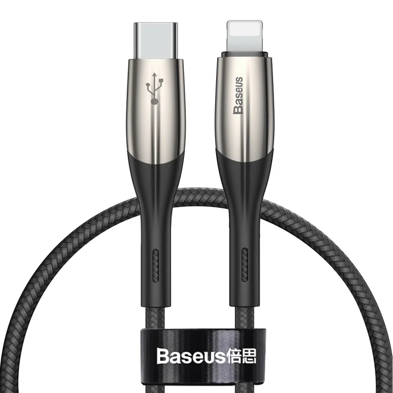 Baseus 18 Вт usb type-C кабель для Lightning провода для iPhone 11 Pro X Xs Max XR PD 3,0 кабель передачи данных для быстрой зарядки usb type-C шнур - Название цвета: Black 0.5M