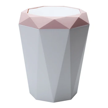 

AFBC Flap Type Trash Can Bin Living Room Kitchen Garbage Home Bathroom Accessories Pink