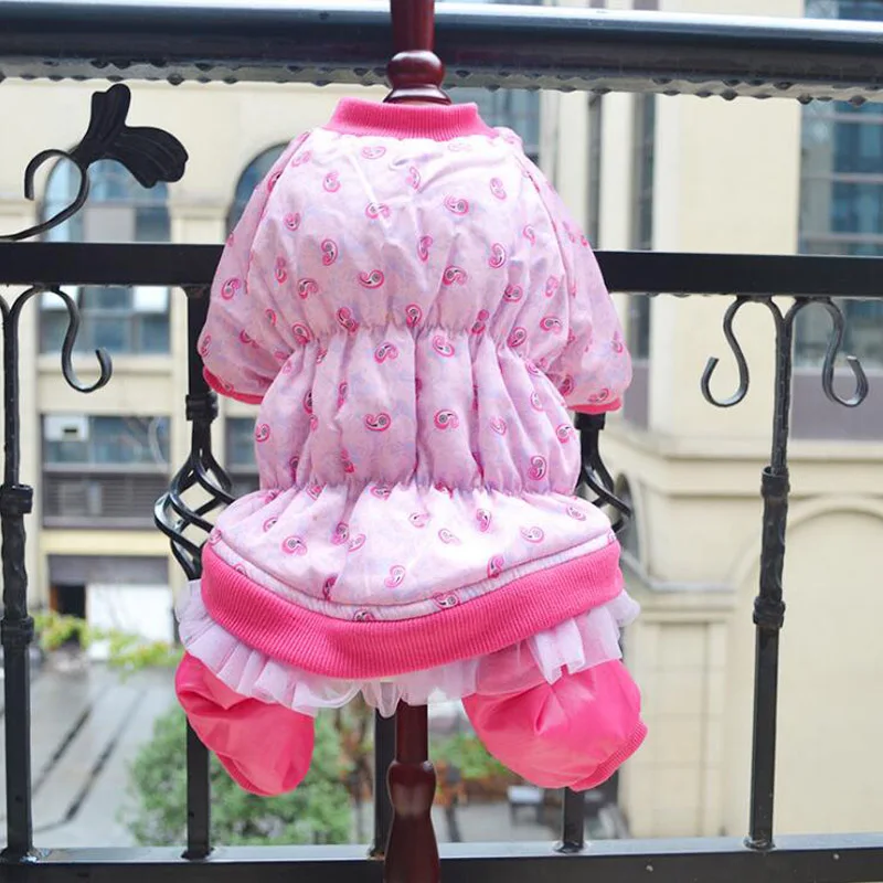 

Floral Pet Dog Winter Clothes Dogs Jumpsuit Chihuahua Teddy Puppy Parkas Cat Apparel For Small Medium Outdoor Pet Outfit M L XL