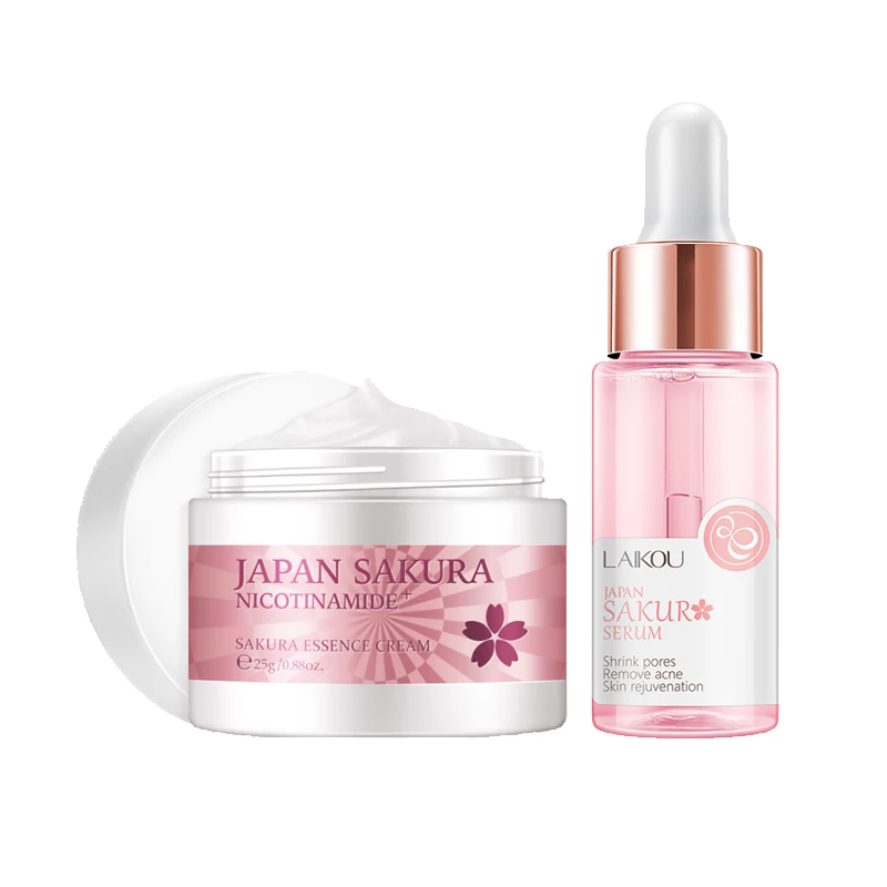 Sakura Skin Care Set Moisturizing Face Serum Improve Dry Even Skin Tone