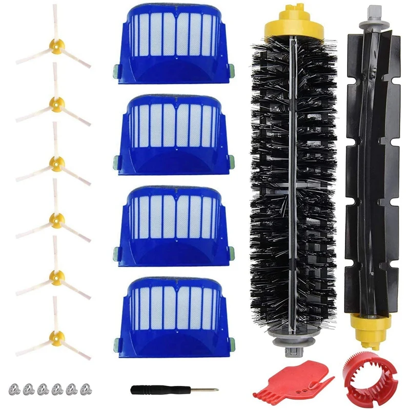 

Replacement Parts Kit for IRobot Roomba 500 600 Series Filters,6 Side Brush,1 Pair Bristle Brush & Flexible Beater Brush