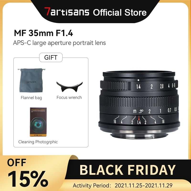 Объектив 7artisans Prime 35 мм f1.4mark II Aps-c для Sony E A6600 6500/Fuji XF/Canon EOS-M M50 /M4/3 | Электроника