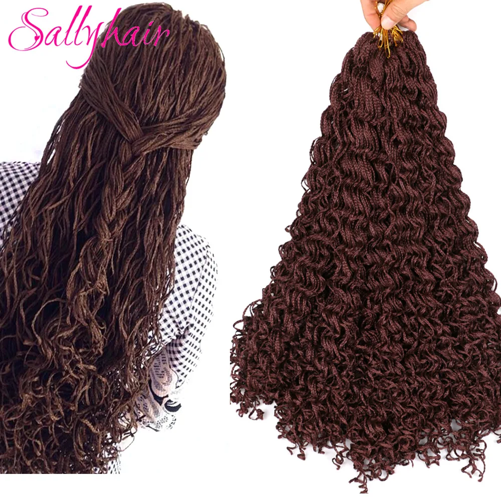 Sallyhair Zizi Braids Crochet Box Braids Colored Synthetic Hair Extensions Brown Blonde Grey Crochet Hair 28Strands/Pack
