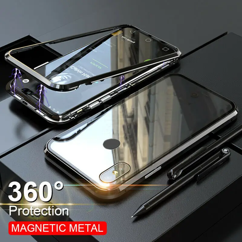 

Magnetic Adsorption Tempered Glass Case For Xiaomi Mi 9 SE 8 Lite Poco F1 Case Redmi K20 Note 7 6 5 Pro 7A Metal Bumper Cover