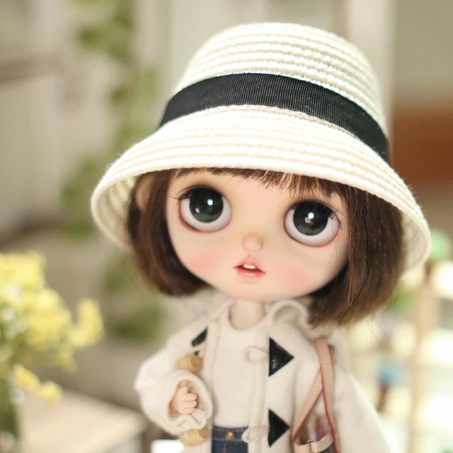 Fashion Doll House Hand-woven Straw Hat For 1/6 Doll Accessories Decoration For Blyth 1