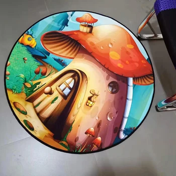 

Cartoon Mushroom House Round Carpet Soft Carpets for Girl Living Room Anti-slip Rug Chair Floor Mat for Home Decor Kids Room