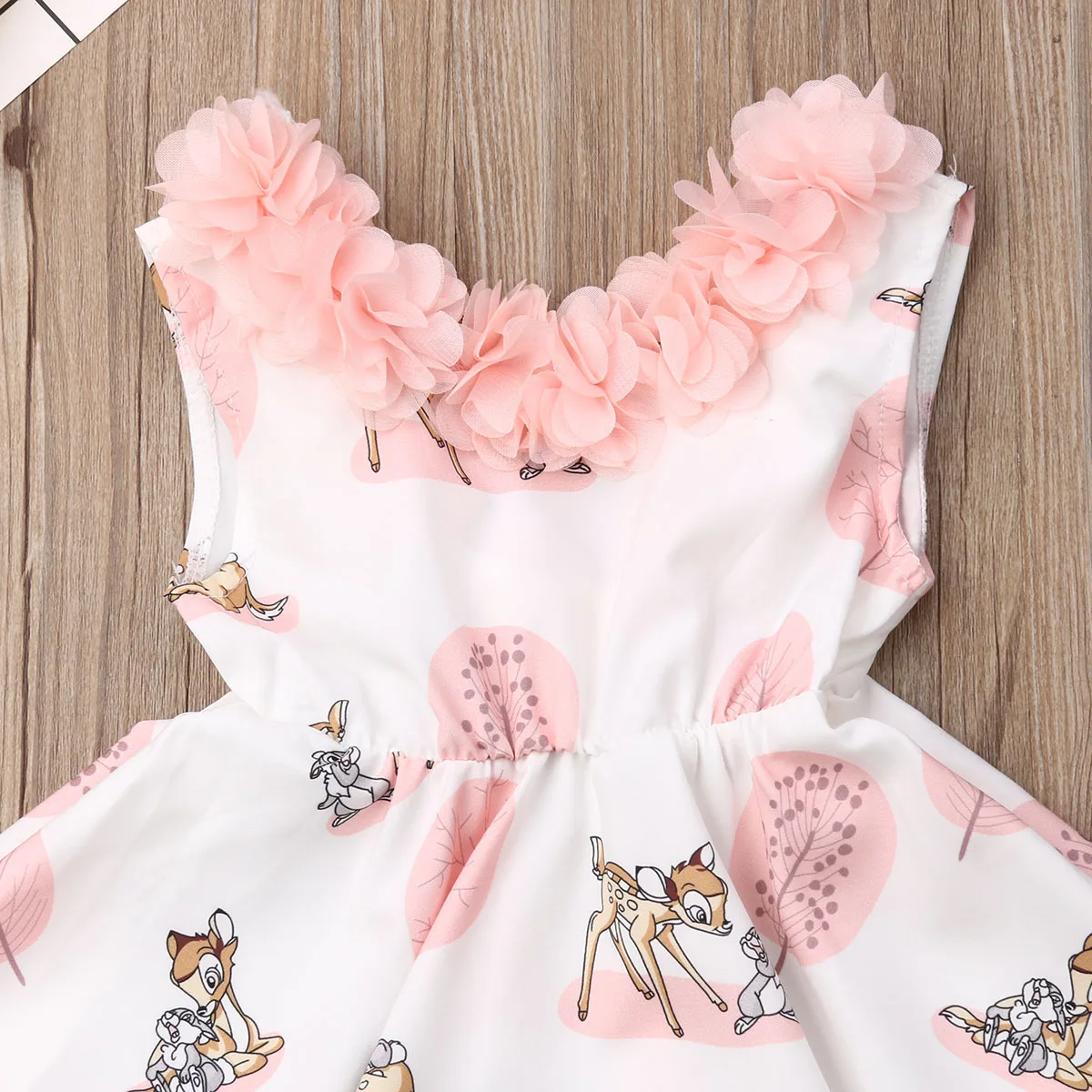 Pudcoco Summer Toddler Baby Girl Clothes Sleeveless Flower Ruffle Backless Fawn Print Dress Sundress