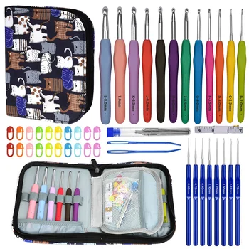 

with an Ergonomics Crochet Suit, with Rubber Handle Hook 0.6-8MM, Arthritis Hands Comfortable Grip.