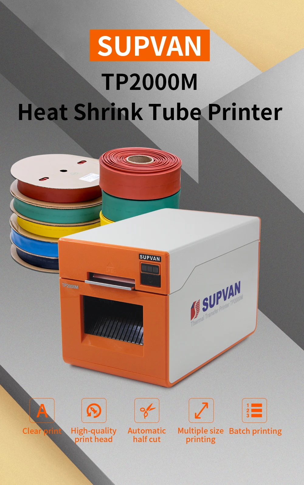 Supvan Heat Shrink Tube Printer For Cable Sleeves Wire Markers Number Shrinkable Tube Printer Cable Marking Machine TP2000M best mini photo printer for iphone