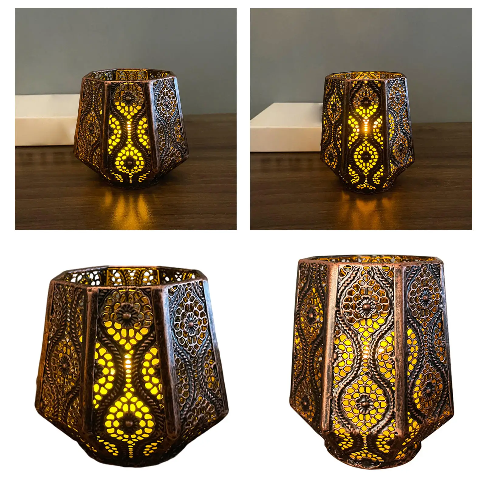 Turkish Moroccan Metal Candle Holder Hollow Mini Candlestick Retro