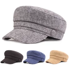 Мужской льняной хлопковый берет для гольфа, кепка для вождения, плоская кепка, темно-синяя кепка, CSHAT0435