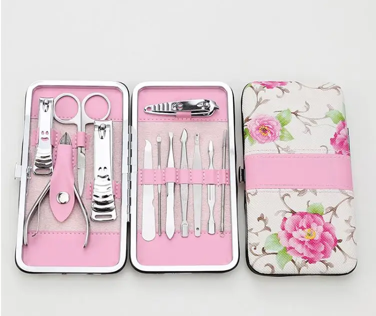 100 набор 12 шт./компл. Набор для маникюра и педикюра ножницы машинка для стрижки ногтей набор инструментов для ногтей Пинцет Нож ушной ящик инструменты SN081