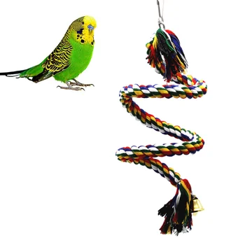 

1PCS Parrots Rope Durable Cotton Colored Birds Supplies Climbing Rope Bite Toy Rotary Ladder for Parakeets Pet Birds