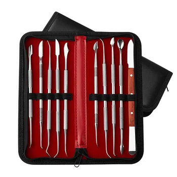 

Stainless Steel Wax Carvers Set Double Ended Wax Carver with Storage Case 10pcs Waxing Tool Kit Carvers Carving Tool Set