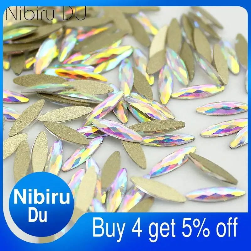 

Nail Art Rhinestones 20Pcs/Pack Flat Shaped Elongated Teardrop Rectangle Glass Flame Colorful Stones For 3D Nails Decoration
