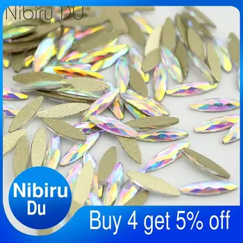 

Nail Art Rhinestones 20Pcs/Pack Flat Shaped Elongated Teardrop Rectangle Glass Flame Colorful Stones For 3D Nails Decoration