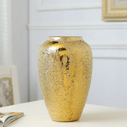 B Modern light luxury home TV cabinet wine cabinet decoration ceramic vase flower insert creative art gold plating display stand - Цвет: B