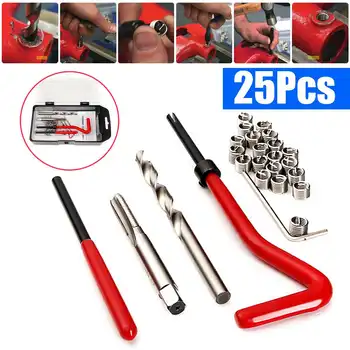 

25Pcs Car Thread Repair Kit M6 Thread Tool Spanner Wrench Inserts Drill Tap Set Car Repair Tools for restoring damaged threads