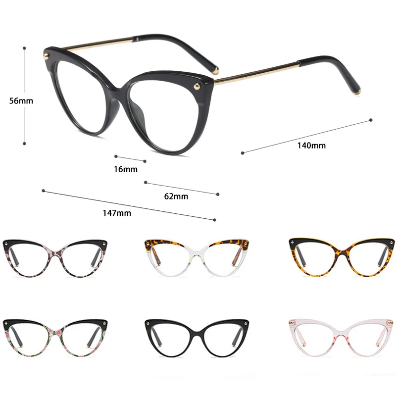 SHAUNA TR90 Temple Tip Retro Women Cat Eye Glasses Frame Fashion Mix Colors Eyeglasses Frame