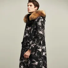 Мужское пальто из натурального меха корейского кролика, пальто с воротником из меха енота, зимняя куртка, Мужская парка из натурального меха, уличная одежда Casaco 3697 YY1152