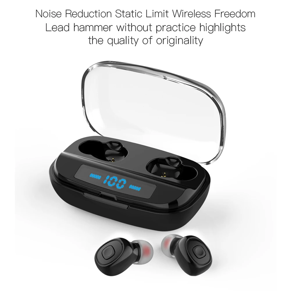 Новые мини наушники с дисплеем питания Bluetooth 5,0 Наушники Беспроводные спортивные наушники шумоподавление стерео HiFi вкладыши