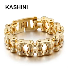 Браслет мужской Лидер продаж Нержавеющая сталь панк 22 мм широкий золотистый браслет тяжелый мотоцикл велосипедные украшения ювелирные изделия подарок на удачу