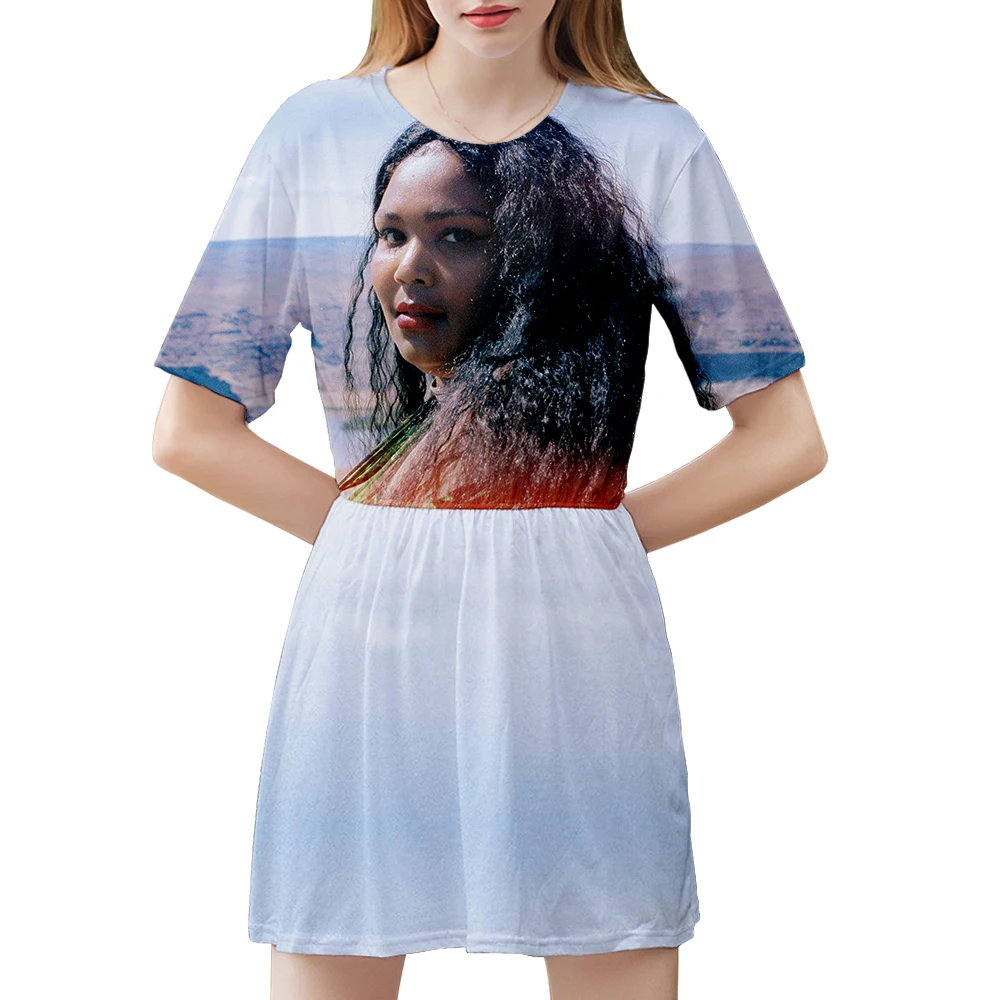 LIZZO летнее сексуальное женское платье с коротким рукавом Вечерние платья с 3D принтом графическое пляжное платье Harajuku Vestidos Top эстетическое