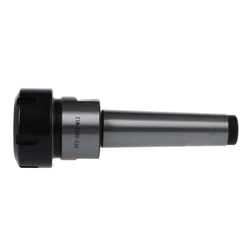 ER32 MT3 M12 Taper Collet Chuck Holder CNC Milling Lathe Straight Tool Silver+Black