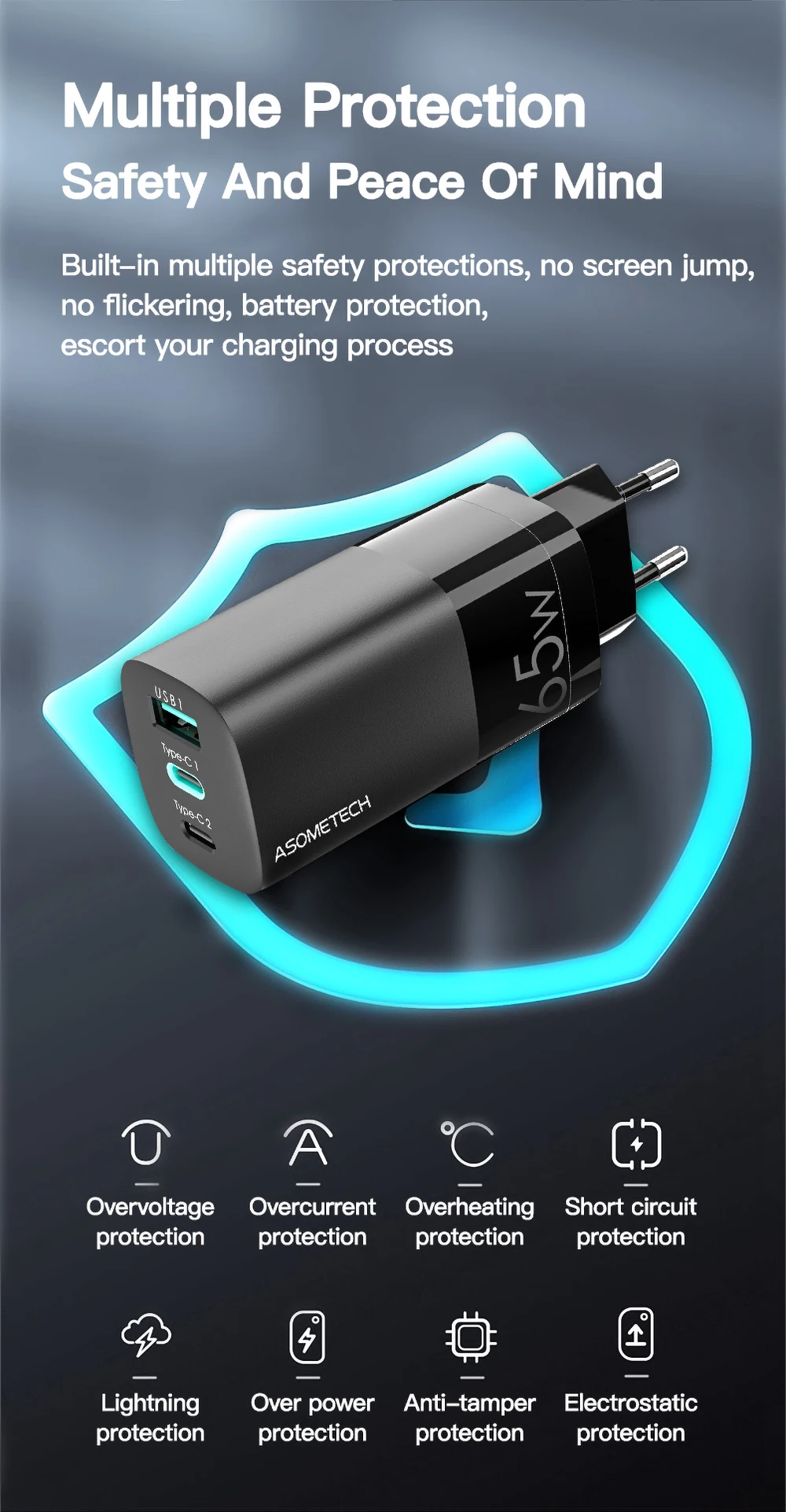 Carregador com qc Rápido para Iphone 3.0 tipo c Carregador Carga Rápida 4.0 pd Usb 3.0 Portátil 12 Samsung 65w Gan 14 tipo c pd usb carregador com qc