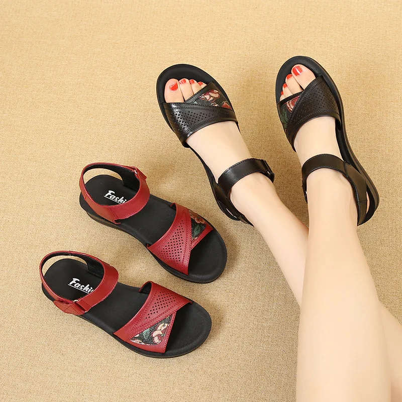 ZZPOHE Sandalias planas de piel para mujer, calzado cómodo y a la moda, de  suela blanda, talla grande, para verano, 2021|flat leather sandals|new  women's sandalsleather sandals - AliExpress