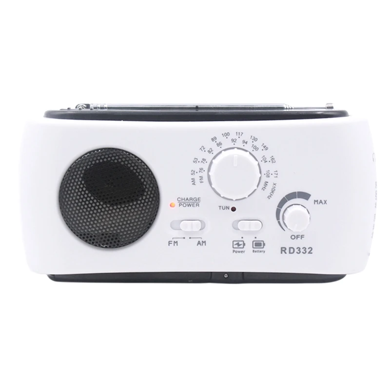 Аварийный радио Солнечный рукоятки Am / Fm с светодиодный светильник и встроенный